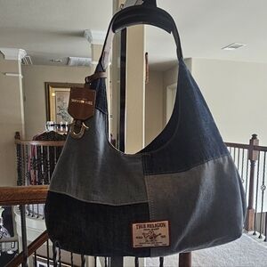 True Religion Patchwork Denim Hobo Bag.